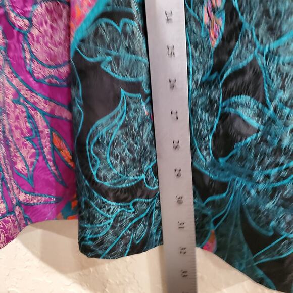 Vintage Skirt Women Sz Large Purple Midi 80s Silky Floral Cottage Festival Indie - Picture 8 of 11